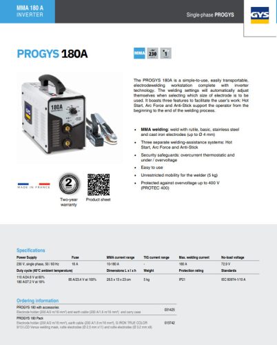 GYS PROGYS 180 A (szett)
