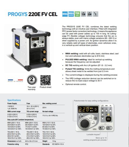 GYS PROGYS 230E FV CEL